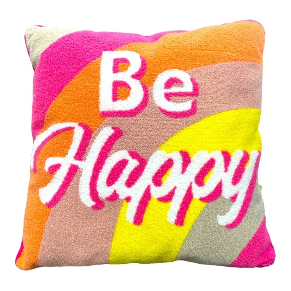 New! Member's Mark Indoor Accent Throw Pillow, 18"x18" - Be Happy